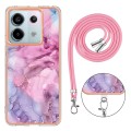 For Xiaomi Redmi Note 13 Pro 5G Global Electroplating Marble Dual-side IMD Phone Case with Lanyard(P