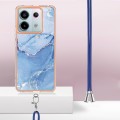 For Xiaomi Redmi Note 13 Pro 5G Global Electroplating Marble Dual-side IMD Phone Case with Lanyard(B