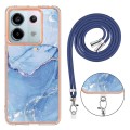 For Xiaomi Redmi Note 13 Pro 5G Global Electroplating Marble Dual-side IMD Phone Case with Lanyard(B