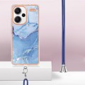 For Xiaomi Redmi Note 13 Pro+ 5G Electroplating Marble Dual-side IMD Phone Case with Lanyard(Blue 01