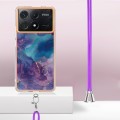 For Xiaomi Redmi K70E Electroplating Marble Dual-side IMD Phone Case with Lanyard(Purple 016)