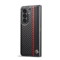 For Samsung Galaxy Z Fold5 LC.IMEEKE Carbon Fiber PU + TPU Horizontal Flip Leather Phone Case(Vertic