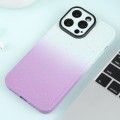For iPhone 15 Pro Gradient Starry Silicone Phone Case with Lens Film(White Purple)