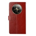 For Realme 12+ Global HT01 Y-shaped Pattern Flip Leather Phone Case(Brown)