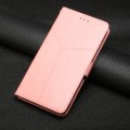 For Realme 12+ Global HT01 Y-shaped Pattern Flip Leather Phone Case(Pink)