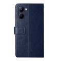 For vivo Y03 4G HT01 Y-shaped Pattern Flip Leather Phone Case(Blue)