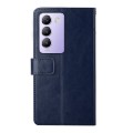 For vivo Y200e 5G/Y100 5G IDN/V30 Lite 5G India HT01 Y-shaped Pattern Flip Leather Phone Case(Blue)