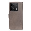 For Xiaomi Redmi Note 13 5G Global KHAZNEH Cowhide Texture Flip Leather Phone Case(Khaki)