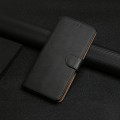 For Realme 12+ Global Genuine Leather Fingerprint-proof Flip Phone Case(Black)