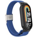 For Xiaomi Mi Band 8 Metal Head + Adjustable Nylon Braided Steel Buckle Watch Band(Cold Blue)
