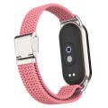 For Xiaomi Mi Band 8 Metal Head + Adjustable Nylon Braided Steel Buckle Watch Band(Pink)