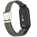 For Xiaomi Mi Band 8 Metal Head + Adjustable Nylon Braided Steel Buckle Watch Band(Dark Green)