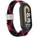 For Xiaomi Mi Band 8 Metal Head + Adjustable Nylon Braided Steel Buckle Watch Band(Black Red)