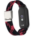 For Xiaomi Mi Band 8 Metal Head + Adjustable Nylon Braided Steel Buckle Watch Band(Black Red)