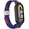 For Xiaomi Mi Band 8 Metal Head + Adjustable Nylon Braided Steel Buckle Watch Band(Blue Red)