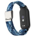 For Xiaomi Mi Band 8 Metal Head + Adjustable Nylon Braided Steel Buckle Watch Band(Navy Blue)