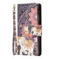 For Xiaomi Redmi 13C Colored Drawing Pattern Zipper Leather Phone Case(Flower Elephants)