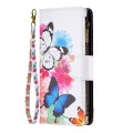 For Xiaomi Redmi 13C Colored Drawing Pattern Zipper Leather Phone Case(Two Butterflies)