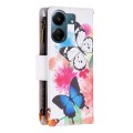 For Xiaomi Redmi 13C Colored Drawing Pattern Zipper Leather Phone Case(Two Butterflies)