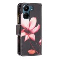 For Xiaomi Redmi 13C Colored Drawing Pattern Zipper Leather Phone Case(Lotus)