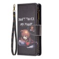 For Xiaomi Redmi 13C Colored Drawing Pattern Zipper Leather Phone Case(Bear)