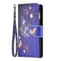 For Xiaomi Redmi Note 13 Pro 4G Global Colored Drawing Pattern Zipper Leather Phone Case(Purple Butt