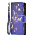 For Xiaomi Poco M6 Pro 4G Colored Drawing Pattern Zipper Leather Phone Case(Purple Butterfly)