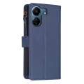 For Xiaomi Redmi 13C 9 Card Slots Zipper Wallet Leather Flip Phone Case(Blue)