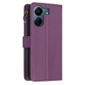 For Xiaomi Redmi 13C 9 Card Slots Zipper Wallet Leather Flip Phone Case(Dark Purple)
