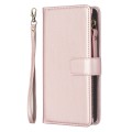 For Xiaomi Redmi Note 13 Pro 4G Global 9 Card Slots Zipper Wallet Leather Flip Phone Case(Rose Gold)