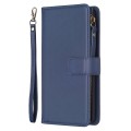 For Xiaomi Poco M6 Pro 4G 9 Card Slots Zipper Wallet Leather Flip Phone Case(Blue)