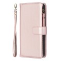 For Xiaomi Poco M6 Pro 4G 9 Card Slots Zipper Wallet Leather Flip Phone Case(Rose Gold)