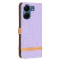 For Xiaomi Redmi 13C Color Block Denim Texture Leather Phone Case(Purple)
