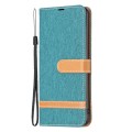 For Xiaomi Redmi 13C Color Block Denim Texture Leather Phone Case(Green)