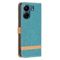 For Xiaomi Redmi 13C Color Block Denim Texture Leather Phone Case(Green)