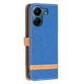 For Xiaomi Redmi 13C Color Block Denim Texture Leather Phone Case(Royal Blue)