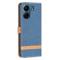 For Xiaomi Redmi 13C Color Block Denim Texture Leather Phone Case(Dark Blue)