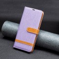 For Xiaomi Redmi Note 13 4G Global Color Block Denim Texture Leather Phone Case(Purple)