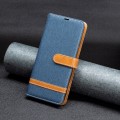 For Xiaomi Redmi Note 13 4G Global Color Block Denim Texture Leather Phone Case(Dark Blue)