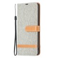 For Xiaomi Redmi Note 13 4G Global Color Block Denim Texture Leather Phone Case(Grey)