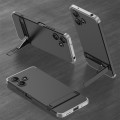 For Xiaomi Redmi 12 5G GKK Three Stage Splicing Full Coverage PC Phone Case with Stand(Black Silver)