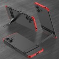 For Xiaomi Redmi 12 5G GKK Three Stage Splicing Full Coverage PC Phone Case with Stand(Black Red)