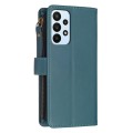 For Samsung Galaxy A23 4G 9 Card Slots Zipper Wallet Leather Flip Phone Case(Green)