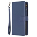 For Samsung Galaxy S20 FE 9 Card Slots Zipper Wallet Leather Flip Phone Case(Blue)