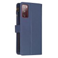 For Samsung Galaxy S20 FE 9 Card Slots Zipper Wallet Leather Flip Phone Case(Blue)