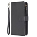 For Samsung Galaxy S20 9 Card Slots Zipper Wallet Leather Flip Phone Case(Black)