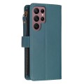 For Samsung Galaxy S22 Ultra 5G 9 Card Slots Zipper Wallet Leather Flip Phone Case(Green)