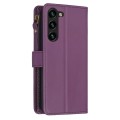 For Samsung Galaxy S24+ 5G 9 Card Slots Zipper Wallet Leather Flip Phone Case(Dark Purple)