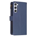 For Samsung Galaxy S24 5G 9 Card Slots Zipper Wallet Leather Flip Phone Case(Blue)