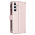 For Samsung Galaxy A35 9 Card Slots Zipper Wallet Leather Flip Phone Case(Rose Gold)